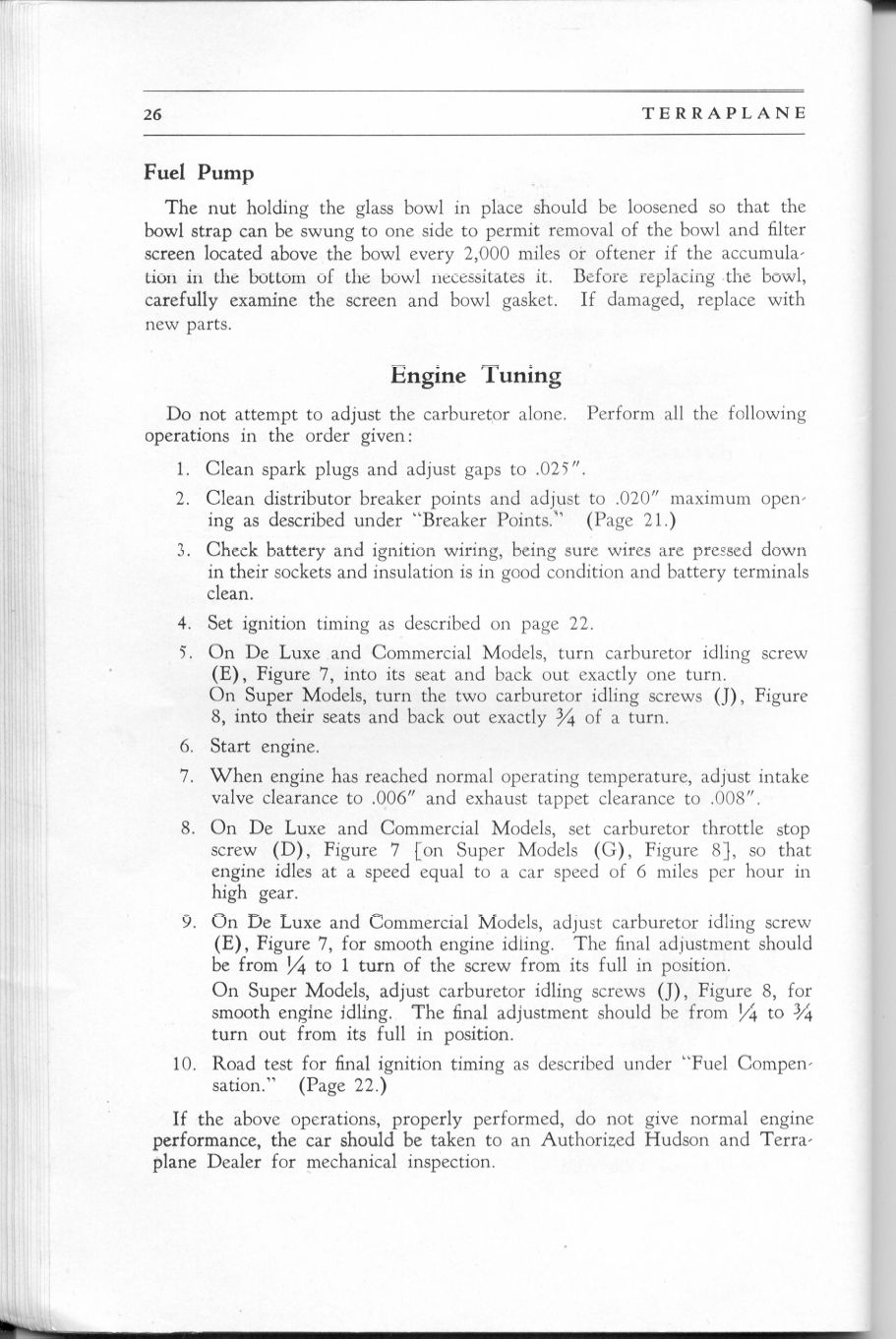 1937 Hudson Terraplane Owners Manual Page 1